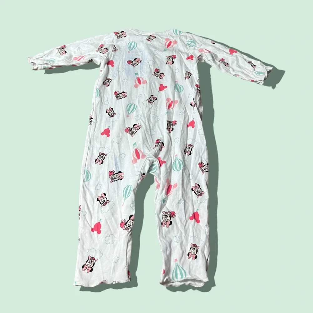 Baby H&M Disney White Baby Minnie Mouse Hot Air Balloon Button Front Pajamas